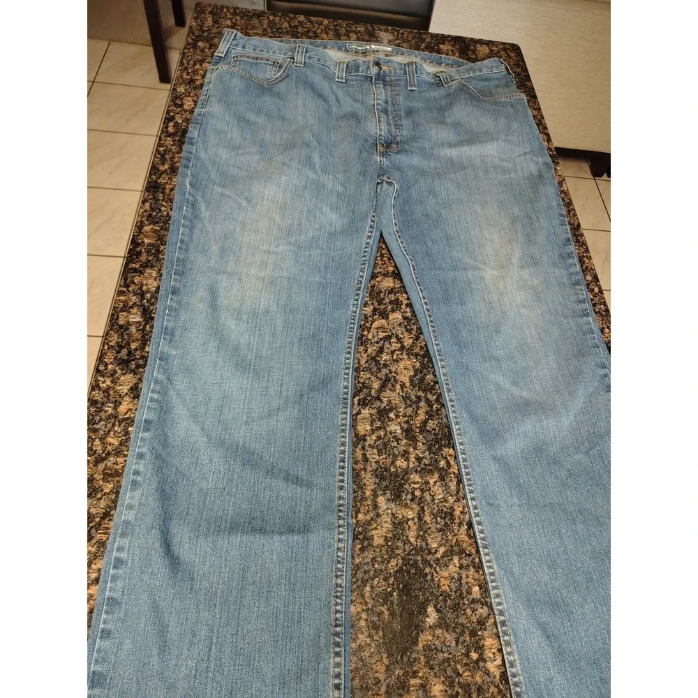 Carhartt Relaxed Fit Jeans Mens 44x34  Dark Wash Denim Work Wear